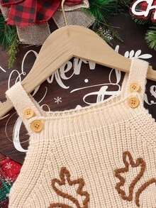 SHEIN Vintaside Kids Macacão Suéter com Suspensório Bordado de Abóbora de Halloween, Bodysuit com Entreperna Triangular, Conjunto de Roupa de Ambiente para Bebês e Crianças Pequenas