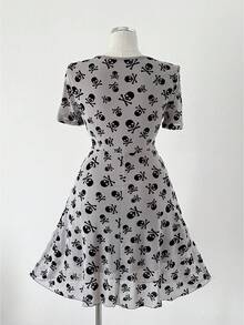 Sunspun Vestido corto con estampado de calavera de estilo punk a la moda