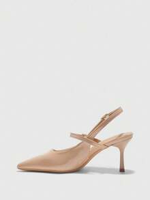 CUCCOO BIZCHIC Women's Pointed Toe Stiletto Heel Slingback Pumps, Apricot Color, Sexy & Elegant For Work, Party, Banquet - Apricot - View 9