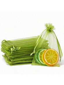 50/100个礼品包装袋，橄榄绿色欧根纱糖果袋，绿色包装袋及餐具，万圣节和圣诞节家居用品，节日、婚礼和派对礼品包装用品，节庆活动和派对礼品包装袋。适用于各种节日派对、聚会、生日、婚礼、结婚礼品包装用品、珠宝包装欧根纱袋、糖果袋、旅行收纳包装袋和节日礼品袋，也适用于水果防虫罩袋。 - 彩色 - 查看 43