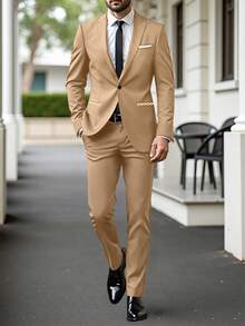 Calvornis Bộ vest công sở nam - Áo khoác và quần vest cưới cho nam vest nam vest cưới nam vest cưới nam trang phục cưới cho nam - Màu Khaki - Xem 7