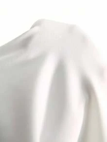 Franclia 女士优雅通勤纯色缺口领连衣裙 - 白色 - 查看 5