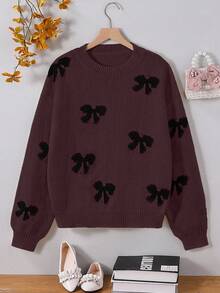 Maglione lavorato a maglia con collo a ciurillo, stile casual e ampio, adatto per ragazze adolescenti, ideale per il tempo libero e lo sport all'aperto - Bordò - Visualizzare 5