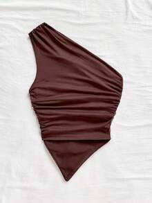 Soleia 女式不对称下摆不对称肩上衣，休闲度假、海滩、婚礼宾客、毕业早午餐、圣帕特里克节、春假、复活节、音乐节、优雅波西米亚热带派对、亮片装饰、棕色、情人节 - 咖啡棕 - 查看 2