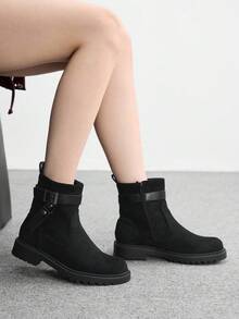 CUCCOO BIZCHIC Stivali alla caviglia da donna con fibbia, di moda casual, adatti per uso quotidiano - nero - Visualizzare 5