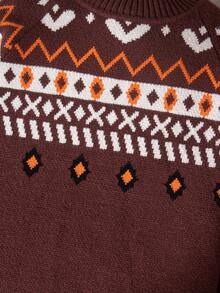 Nuevo llegado de otoño/invierno Suéter de cuello alto con jacquard estilo Fair Isle para niñas, apto para primavera, otoño, invierno, uso casual, actividades al aire libre, eventos escolares, reuniones familiares, fiestas festivas - Multicolor - Ver 5