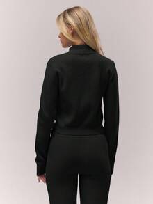 MUSERA 高领长袖修身针织上衣，复古乡村风，奶油糖色，优雅晚宴派对必备，适合冬春两季穿着，春夏度假皆宜。 - 黑色 - 查看 3