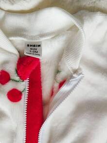 Vintaside Kids 新生儿简约时尚可爱樱桃印花长袖连体睡衣 - 白色 - 查看 6