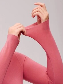 LUVLETTE Plus 女士保暖内衣超柔软底层寒冷天气温暖冬季睡衣套装圆领上衣和长裤 - 棕红色轻盈保暖套装