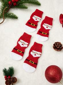PETSIN 1 Style Pet Cartoon Socks, Christmas Stockings (Santa Claus, Reindeer, Snowman Patterns), Non-Slip Paw Covers, Non-Slip & Stain-Resistant, Christmas Pet Supplies - Multicolor - View 16