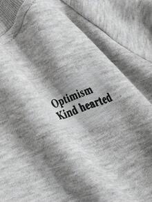 FRIFUL 女士春秋休闲不对称领字母印花T恤长袖女上衣，秋季女装 - 灰色 - 查看 8