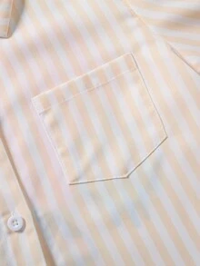 SHEIN Tween Girls ME Loose Casual Sweet Cute Back Graphic Striped Long Sleeve Shirt, Suitable For Daily, Commute, Casual, Hangout With Friends Fall Winter