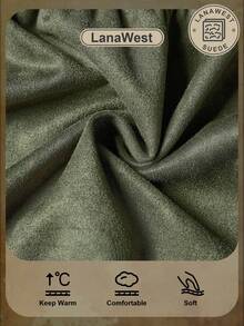 LanaWest Women's Western Bohemian Style Military Green Lapel Single-Breasted Half-Placket Loose Long Sleeve Niche Design Layered Hem Casual Vacation Mini Shirt Dress - Army Green - View 7