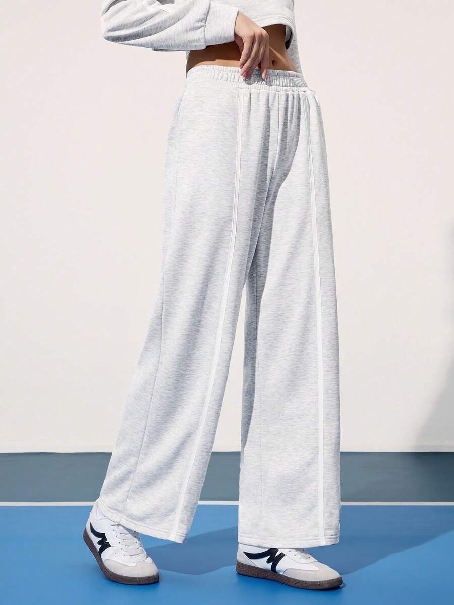 CourtClass Pantalones casuales y versátiles de mujer con cintura elástica y pierna ancha para yoga y entrenamiento