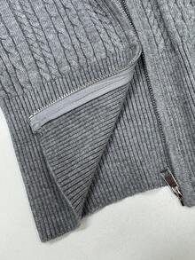StreetHx Set de 2 piezas: Sudadera con capucha de ajuste ceñido con cremallera y bordado de caballo, y pantalones anchos de pierna acanalada, en estilo casual de uso diario, nuevo para otoño/invierno, en color gris. - Gris - Ver 7