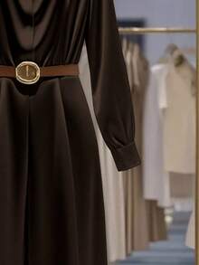 Franclia Women's Fashionable & Elegant Deep V-Neck Wide Leg Loose Solid Color Jumpsuit - Coffee Brown - View 4