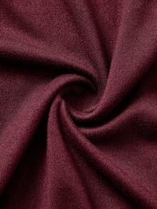 SHEIN BASICS 3pcs Solid Color Knit Long Sleeve Fitted Turtleneck Mini Dress For Women - Burgundy - View 8