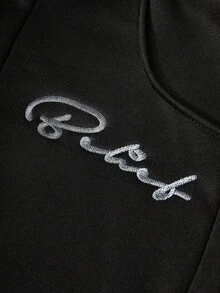 PAVTROS Men's Fashion Creative Patchwork Wide Leg Letter Embroidered Black Sweatpants