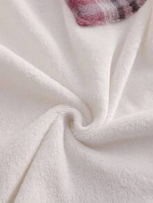 2pcs/Set Girls' Ribbed Crew Neck White Double-Sided Fleece Plaid Minimalist Comfortable Long Sleeve Top And Pants Pajama Set Soft Pajamas Set Checkered Pajama Set Long Sleeve Pajama Sets White And Pink Pajama Set