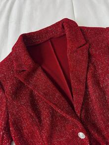 GlowEve Women's Shiny Flare Pants Christmas Suit Set - Burgundy - View 5