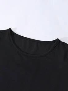 SHEIN Sparklyn Tween Girls European Style High Elasticity Crew Neck Long Sleeve Jumpsuit - Black - View 7