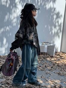 DAZY 青少年女孩休闲牛仔裤 - 藍色 - 查看 2