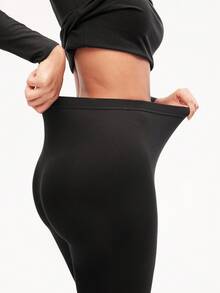 LUVLETTE Women's Thermal Underwear Ultra-Soft Base Layer Cold Weather Warm Winter PJ Set Round Neck Top And Long Bottoms - Black Lightweight And Warm Set Pajama Sets - Black - View 4