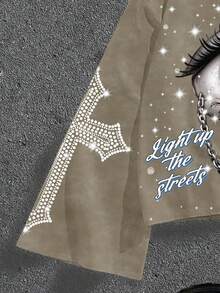 Manfinity ZONE917 Men Digital Full Print Loose Cropped Flare Sleeve T-Shirt, Fall