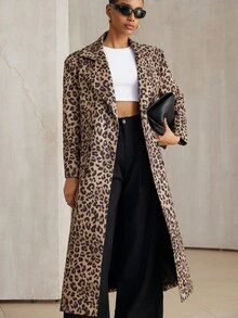 Aveloria Modichic 豹纹空气层水印花经典欧美风中长款时尚百搭风衣秋冬 - 彩色 - 查看 6