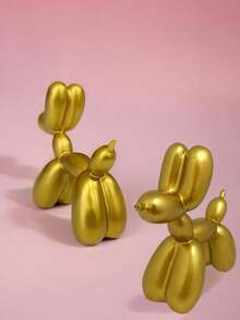 SHEIN Statue de chien en ballon, décoration d'intérieur, œuvre d'art moderne, accessoires pour la maison, ornements d'art animalier de mode pour la décoration d'intérieur moderne, convient pour la table de café, la décoration de cuisine, schéma de couleurs, esthétique de la pièce, texture métallique, sculpture en or de chien