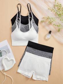 6pcs/Set Yoga & Workout Sports Bra Set For Indoor & Outdoor Activities