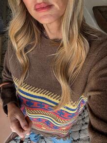 Livesso Women's Retro Style Loose Fit Fringe Sweater