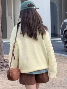 DAZY Tween Girls Round Neck Pullover Sweater, Fall - Beige - View 5