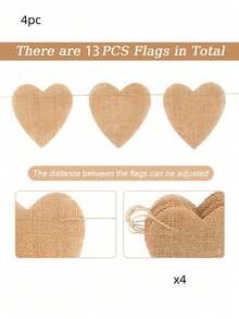 13 piezas de 3.5m de banderines de arpillera con forma de corazón reutilizables, guirnalda de arpillera estilo rústico para boda DIY, bandera de lino personalizable adecuada para cumpleaños, boda, fiesta, graduación, patio, hogar, eventos grandes, centro comercial, y ceremonia de graduación - Banner en forma de corazón - Ver 11