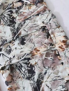 Sparklyn Bộ 2 áo hoodie dài tay trễ vai in chữ cho bé gái tuổi teen và quần cargo in hình cành cây, trang phục thường ngày mùa thu - Nhiều màu - Xem 5