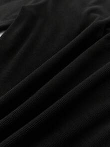 Tween Girls Lace Trim Elastic Fitted Ribbed Long Sleeve T-Shirt Black Shirt For Teen Girls Cute Black Tops Teen Girl Gothic Shirt Black Long Sleeve Top Baby Doll Long Sleeve Top,Spring/Autumn/Christmas,Holiday/Family Day/Happy New Year,Back To School - Black - View 5