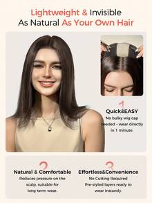 ZERO-NET 14英寸女士假发片，真人发丝，8英寸x8英寸底座，适合头发稀疏的女性。 - S2 - 查看 10