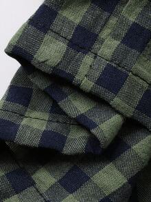 2件套男童格子长袖单排扣口袋衬衫和裤子睡衣套装 - 綠色 - 查看 8