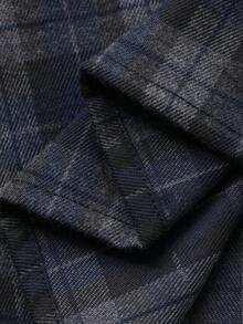 DAZY Camicia oversize a maniche lunghe con colletto alla coreana, tasche e motivo a quadri, stile da strada, taglie comode - Blu Navy - Visualizzare 4