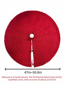 SHEIN 1 件圣诞树裙 24/36/48 英寸奢华复古勃艮第针织圣诞树裙 - 柔软、坚固的地板垫优雅的户外农舍魅力 - 非常适合家庭节日装饰和节日气氛最佳家居装饰圣诞装饰房间装饰 - 彩色 - 查看 4
