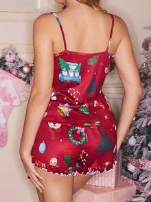 可爱圣诞图案女式睡衣套装 - 彩色 - 查看 2