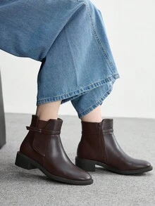 CUCCOO BIZCHIC 女士尖头休闲粗跟踝靴 - 咖啡棕 - 查看 3