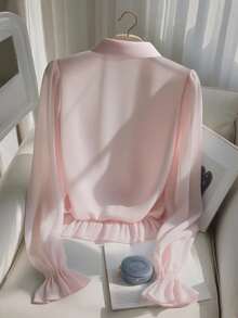 Franclia Blusa transparente de unicolor elegante y sexy para mujer