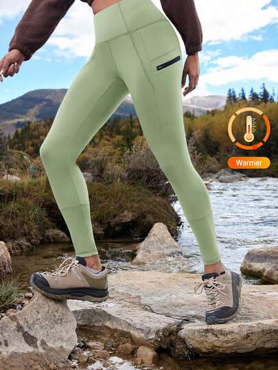 In My Nature 女士户外运动紧身裤，高弹力，亲肤，保暖内衬，提臀，适合露营、徒步旅行、通勤