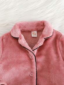 Cozy Pixies 2 pezzi Set di cardigan a maniche lunghe con colletto a costine e pantaloni in vita elastica in colori a contrasto per bambina, fodera in pile spessa