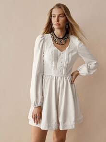 Florisole Váy họa tiết hoa mơ Bohemian thường ngày dành cho nữ, Thu/Đông - Màu be - Xem 3