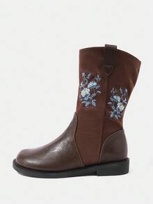 Styleloop Women's Retro Over-The-Knee Boots, Round Toe Slim Fit Tall Riding Boots, Versatile High Shaft Boots For Music Festivals, Halloween, Christmas, Parties - Brown - View 2