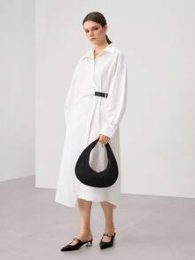 PU 皮革五金单肩包 - 黑色 - 查看 8