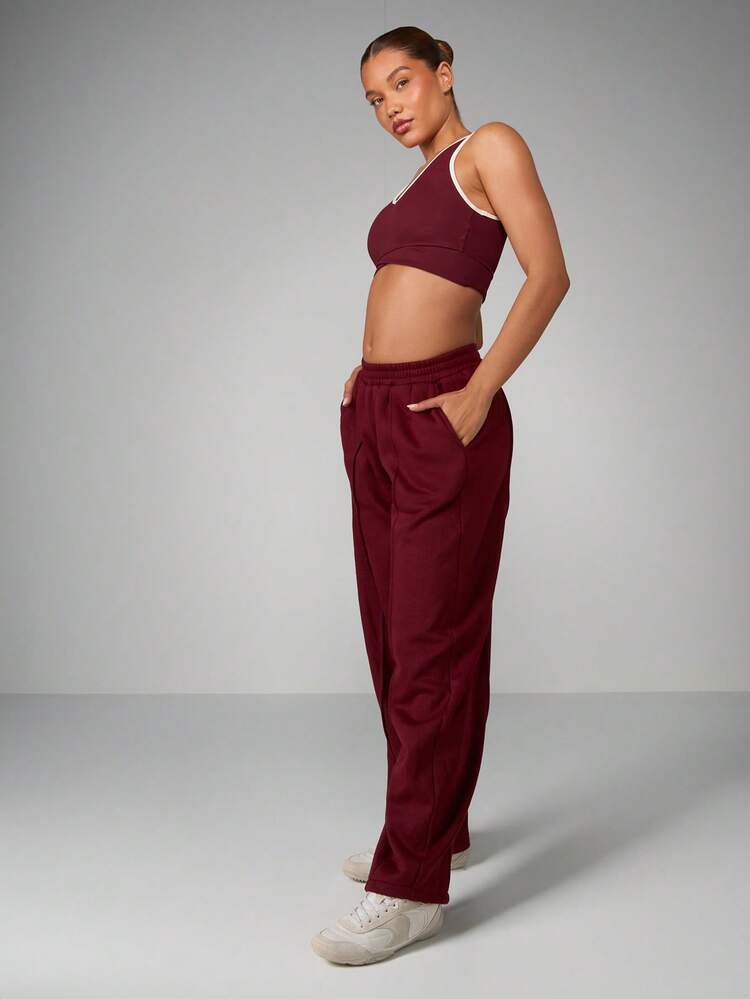 MISSGUIDED Pantaloni della tuta ampi in pile morbido con tasche, in vita alta, casual, per il tempo libero, invernali e autunnali, ampi e comodi