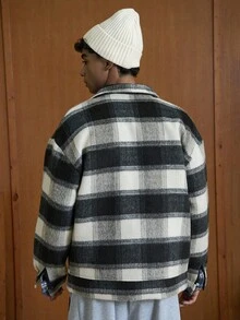 TOKVUE Chaqueta a cuadros oversize para hombre, otoño/invierno - Multicolor - Ver 2